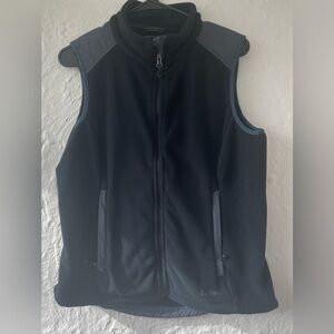 L.L. Bean Vest Womens Size S Black Fleece Sleeveless Full Zip Mock Neck Pockets